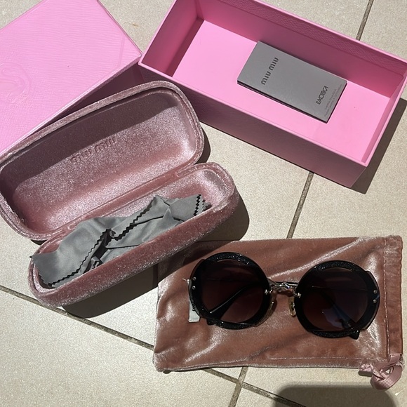 Miu Miu oversize Gradient Chic Black Round Sunglasses - comes with original box main image 7